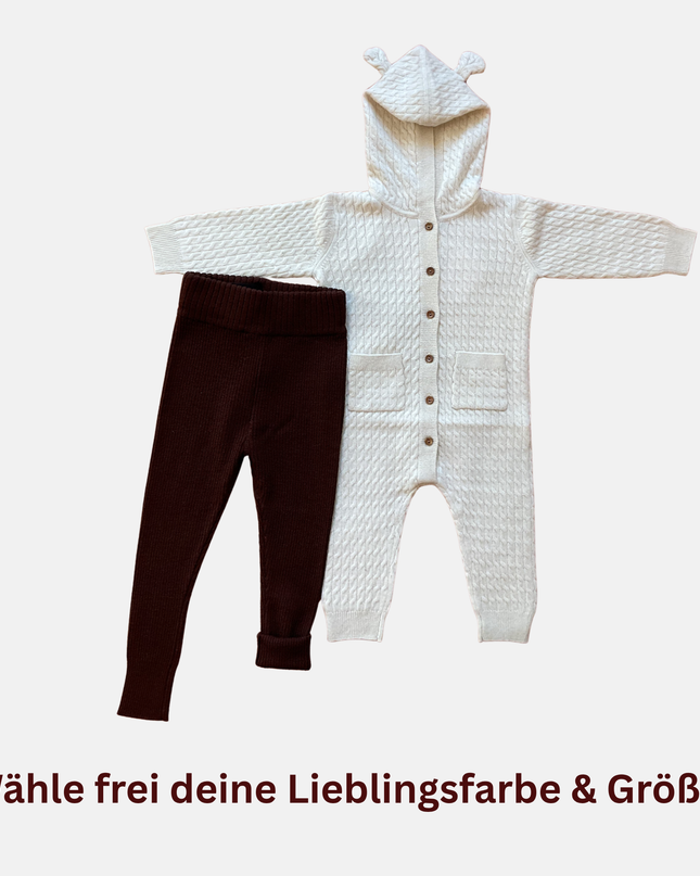 Kleines Set Kaschmir Jumpsuit & Strickleggins