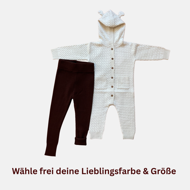 Kleines Set Kaschmir Jumpsuit & Strickleggins